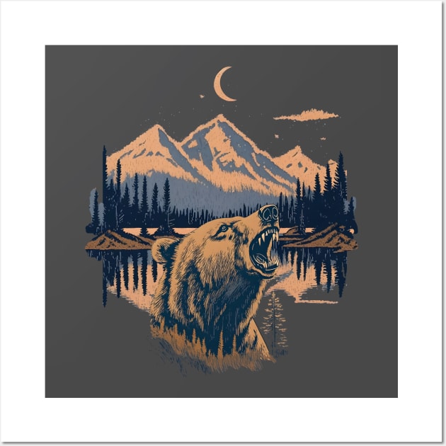 Bear on the lake Wall Art by Midcenturydave